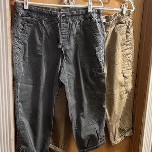 Gray and Tan Cargo Capris